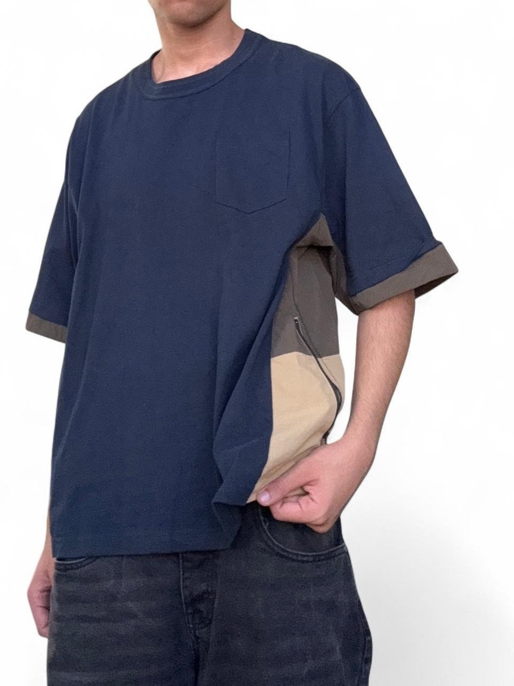 Forgiveness Colorblock Pocket Tee in Navy, Olive & Khaki